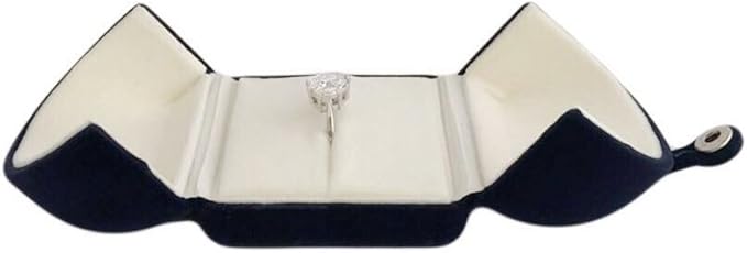 Elegant Blue Velvet Ring Box for Engagement Wedding Birthday Anniversary Valentine's Day Present Gift Luxurious Jewelry Case Storage Display Packaging Shows (Jewelry is not included)