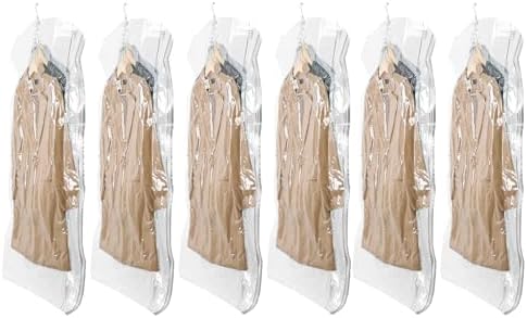 TAILI Hanging Vacuum Storage Bags Clothes, Coats, Jackets,6 Jumbo Clear by TAILI