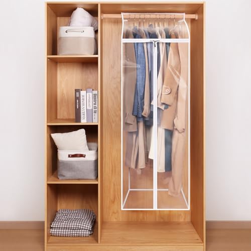 Zilink Dress Bags for Hanging Clothes Clear Garment Rack Cover 60 in, 2Pack - Image 3