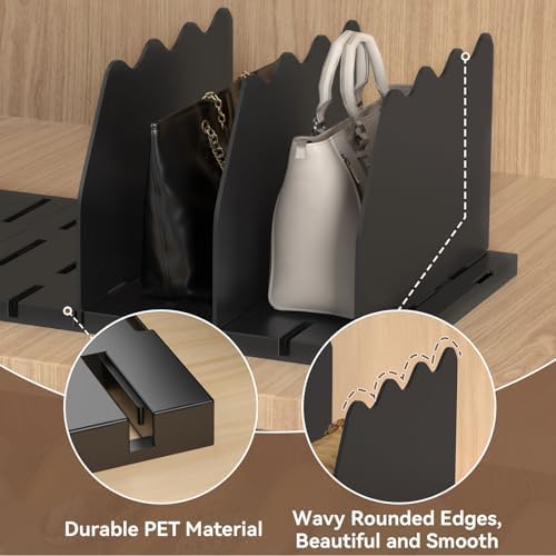 SOYO Adjustable Shelf Dividers for Closet, Purse Organizers for Bag, Black - Image 4