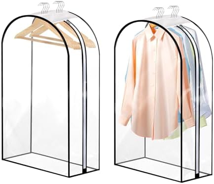 2 Pack Clear Garment Bags, 40 x 24 x 10 In, Side Zipper, Full Length by Dntorx
