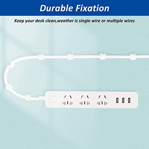 150 PCS Adhesive Cable Wire Clips Black, Outdoor Cable Management Wire Organizer Cord Holder for Under Desk, Car, Wall, TV PC Ethernet Cable (White) - Image 6
