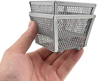 HAHIYO Stackable Paper Clip Mesh Holder cup 2.2" Height 2 Pack Silver Sturdy PaperClip Holder Container for Desk Drawer Organizer Collection for Home Office School Soft Foam Feet No Sharp Edges by HAHIYO