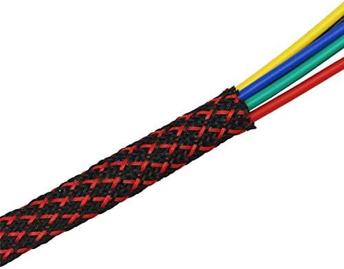 30ft PET Expandable Sleeving Wire Cable Sleeve (1/4", Red&Black) - Image 3