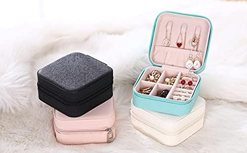 TRODANCE Mini Jewelry Case, Small Travel Jewelry Organizer, Portable Jewelry Box Mini Storage Organizer Display Box For Rings Earrings Necklaces (White)