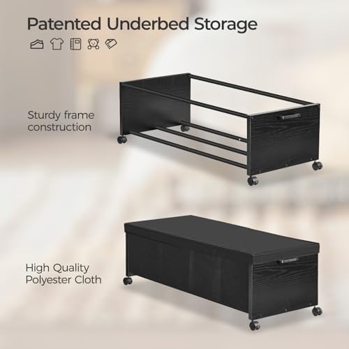 FOUCSSOMEI Under Bed Drawers on Wheels, XXXXL Size, UnderBed Storage with Wheels, Wooden Under Bed Storage, Underbelly Storage, Heavy Duty, Patented Design - Image 2