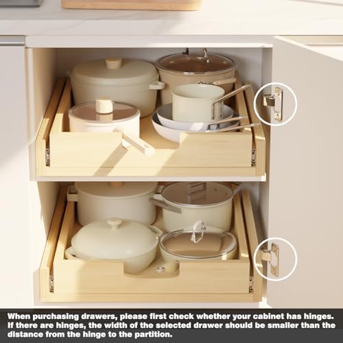 Pull Out Cabinet Organizer, 23''W×21''D Sliding Drawers for Cabinets, Soft Close Slide Out Wooden Pull out Drawers, Base Cabinet Organization for Kitchen, Pantry, Bathroom - Image 5