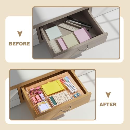 Briwooody Clear Acrylic Drawer Organizer,6 Compartments,Large - Image 5