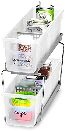 madesmart Mini 2-Tier Organizer, Multi-Purpose Slide-Out Storage with Handles and Dividers for Home and Bath, Frost - Image 6
