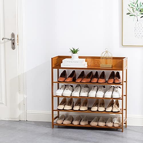 latifolia Bamboo Shoe Rack, 5-Tier Shoe Rack Organizer for Entryway, Living Room(Brown, 31.40''L) - Image 2