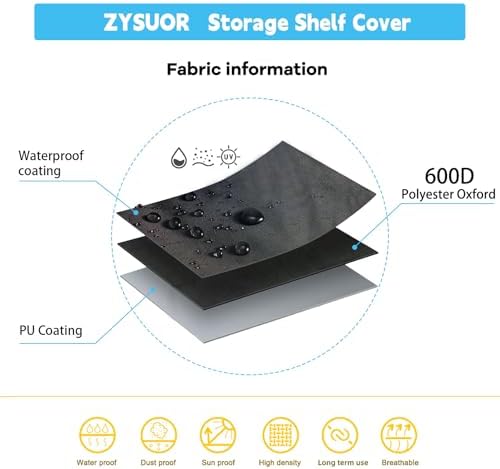 Rack & Shelf Cover for Storage Shelving, Fits 36"W x 14"D x 72"H - Image 3