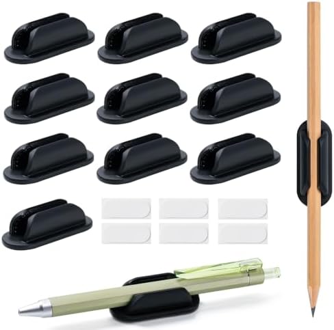 10 Pack Adhesive Pencil Holders for Desk,Silicone Flexible Pen Holder for Wall, Office, School,Home,Classroom Must Haves,Teacher Supplies Accessories,Desk Organizer,Small Gift Back to school by UEHSNI