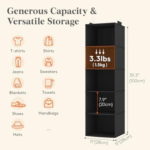 Lifewit Hanging Closet Organizer and Storage for Clothes 5 Tier - Image 3