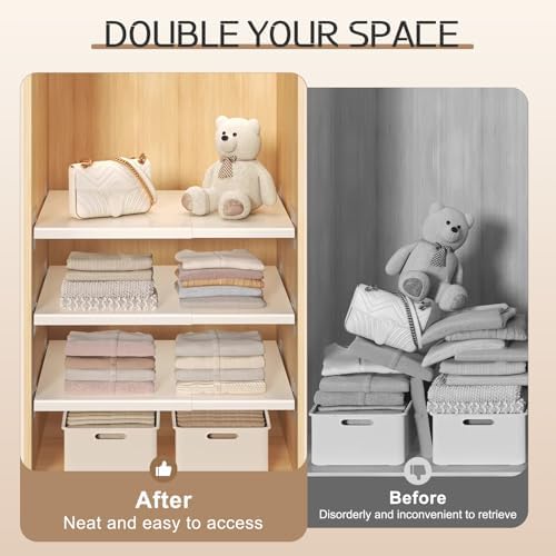 BAOYOUNI Adjustable Closet Shelf Dividers 11.81 in Wide No Drill Off-White - Image 5