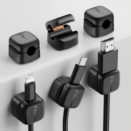 6Pack Cable Clips Cord Organizer for Desk, 360° Rotatable, Black by Yocice