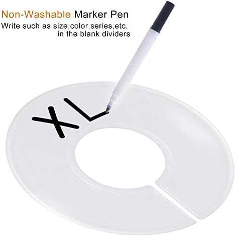 20 Pack Clothing Rack Size Dividers, Wardrobe Round Hangers Label Closet Dividers with 1 Piece Marker Pen for Clothes Organization(White, Blank) - Image 2