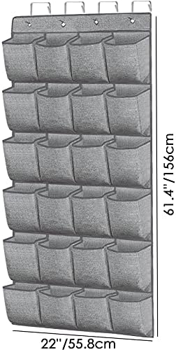 homyfort Over the Door Shoe Organizer,Hanging Shoe Rack Storage Holder with 24 Extra Large Fabric Pockets for Closet,Men Sneakers,Women High Heeled Shoes,Slippers,Grey 61.4''x22'' - Image 4
