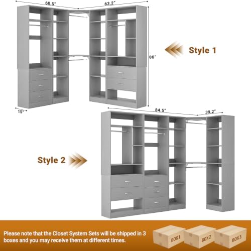 Besiost Corner Closet System with 5 Drawers, Closet Organizer Systems - Image 7