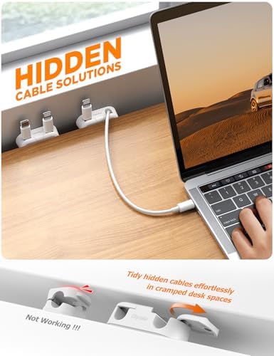 Chfeila 4Pack Magnetic Cable Clips, Dual Slot Cable Holder Clips, White - Image 3
