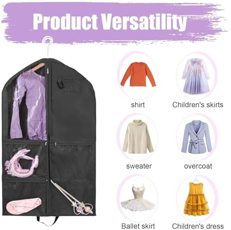 2 Pack Garment Bags for Travel Hanging Clothes,40inch Dance Bag,Dance Garment Bags For Dancers,Dance Competition Essentials,Dance Costume Garment bag For Kids Girls. - Image 4