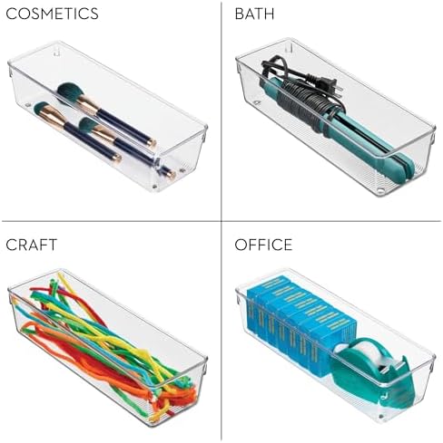 iDesign Plastic Drawer Organizer Bins, Set of 6, Clear - Image 4