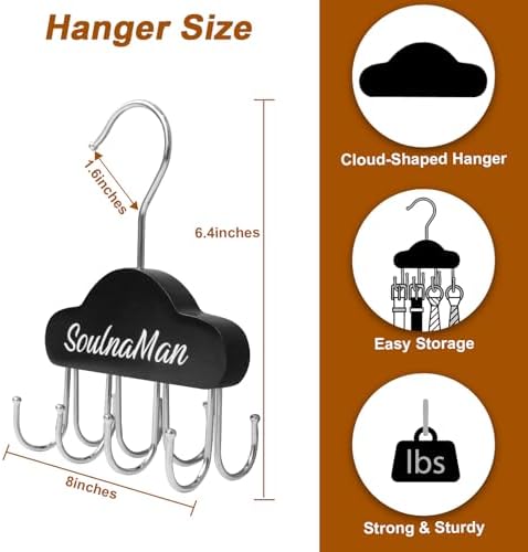 Belt Organizer, Tie Rack with 8 Hooks,Belt Hanger (Black,2 Pcs) - Image 4