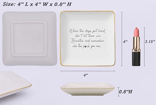 Funny Inspirational Quotes Gifts-Christmas Gifts for Woman,Rude Affirmations Reminder Present-Positive Motivational Encouragement Present,When the Days Get Hard-Jewelry Tray Trinket Holder Ring Dish - Image 5