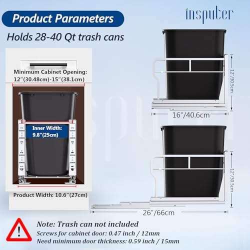 Insputer Pull Out Trash Can Cabinet with Soft-Close Slides - Image 2