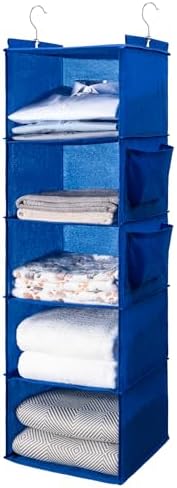 BOOMIBOO Hanging Closet Organize and Shelves,5-Hanging Shelf （Blue） by BOOMIBOO