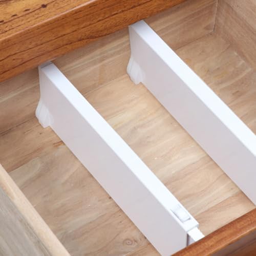 TOYANDONA 2pcs Adjustable Retractable Drawer Dividers Organizer, White Plastic Drawer Partition Boards for Socks and Clothing Storage, Expandable Closet and Dresser Separator for Home - Image 5
