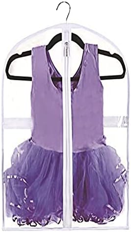 WJWSKI Clear Kids Dance Garment Bag for Hanging Clothes,35 Inch Waterproof PVC Travel Garment Bag with 3 Pockets for Dance Costumes,Sports,Skating,Theatre,Beauty Pageants & More by WJWSKI