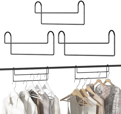 Space Saving Hangers for Clothes: 3 Pack 12 inch Magic Hanger Closet Organizer Metal Heavy Duty Hangers for Shirt Coat Pants Skirt Sorting Storage - Black by KarlliuHOMEGARDEN