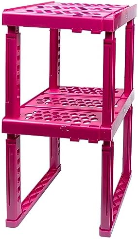 Piffny Locker Organizer Shelf， Adjustable Width and Height, Ideal Locker for School, Office, and Gym Lockers (Magenta 2 Pack) by Piffny