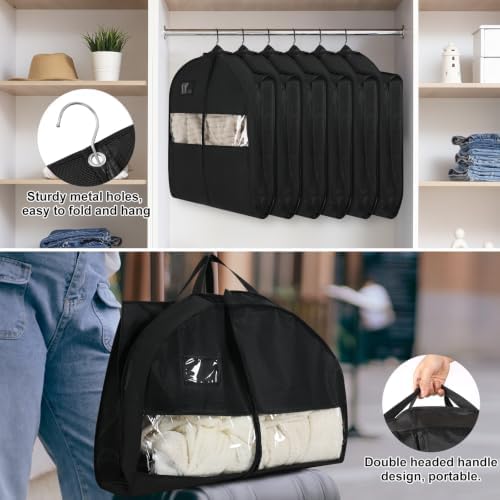 6 Packs Garment Bags for Hanging Clothes, 43" & 60" Suit Bags for Closet - Image 5