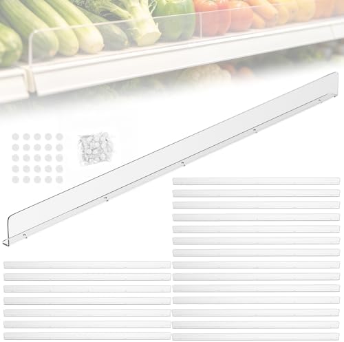 Nalwort 22 Pcs Retail Gondola Shelving Front Fence, Clear PET Shelf Fence with 1/4" Holes and Screws, Front Lips Barrier for Retail Store Display Rack, 1.5" H x 36" L by Nalwort