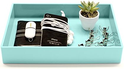 Poppin Stackable Medium Accessory Tray - Modular Lacquer Desk Trays for Office Organization, Color-Coordinated Office Supplies for Desk, Paper Trays (Aqua, Medium Accessory) - Image 3