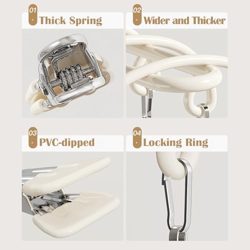 Pants Hangers with 20 Clips, Space Saving Hanging Closet Organizer (Beige) - Image 6