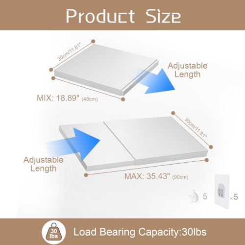 BAOYOUNI Adjustable Closet Shelf Dividers 11.81 in Wide No Drill Off-White - Image 2