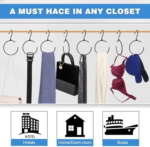 Yaocom 4 Pack Belt Hangers for Closet Rotatable Belt Ring Hook Tie Rack Holders Closet Hanger Organizer for Ties Scarves Baseball Cap Wardrobe Accessory Storage(Black) - Image 5