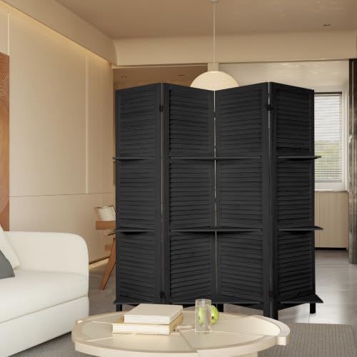Room Divider with Shelves Freestanding Wood Room Partition Divider - Image 7