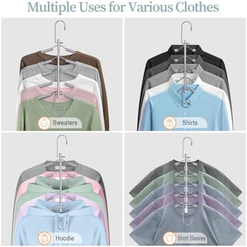 Space Saving Shirt Hanger 5 in 1 Non Slip Coat Hanger Grey 4 Pack - Image 5