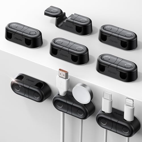 Chfeila 8Pack Magnetic Cable Clips, Dual Slot Cord Holder Clips, Black by Chfeila