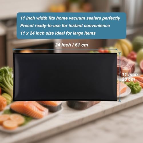All Black Vacuum Sealer Bags 11" x 24", 5.5 Mil Precut Vacuum Seal Bags for Food Storage, Sous Vide, and Meal Prep, Heavy Duty Commercial Grade, 50 Count - Image 4