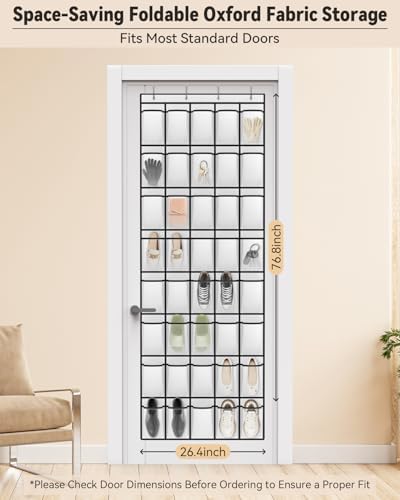 dodowin Over Door Shoe Organizers, 2 Pack, 40 Pockets Each, White - Image 5