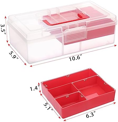 JUXYES Clear Art Craft Supply Storage Bin Sewing Box With Handle Lid - Image 2