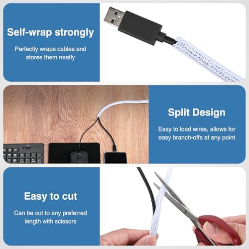 Nilight Cable Sleeve,10ft-1/4inch Cord Management Sleeves White Wire Loom - Image 3