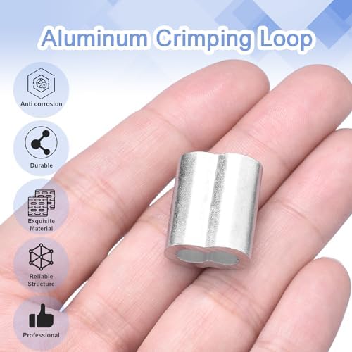 CooBigo 50Pcs 5/32""Cable Crimp Sleeves, Aluminum Wire Rope Crimping Loop Sleeve. Cable Ferrules for Cable and Wire Rope Crimp Double Barrel Crimp Sleeves (M4-5/32"") - Image 3