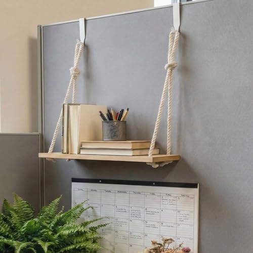 Cubicle Hanging Shelf with Adjustable Hooks for Office Storage - Image 2