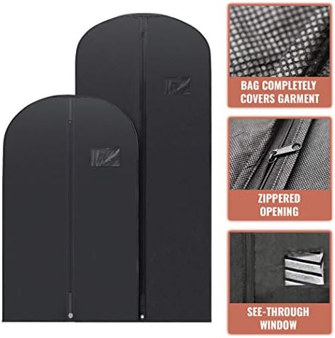 PLX Black Garment Bags for Hanging Clothes Suit Travel Clothing Storage - Image 2