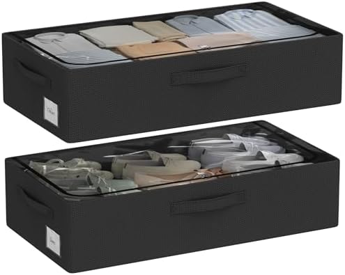 CYhom Under Bed Storage Bins Frame Storage Box Oxford Fabric Sturdy Underbed Container Foldable Stackable Large Capacity Clothes Organizer by CYhom